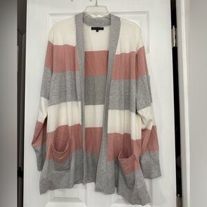 Pink and Gray Cardigan Sweater